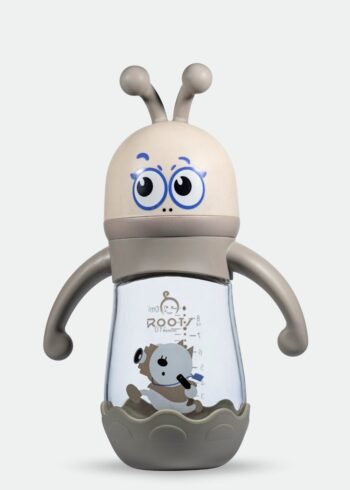 M05-Choco Glass Bottle: 240ML/8 OZ Capacity with Soft Handle and Protective Base - Choco alien